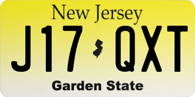 NJ license plate J17QXT