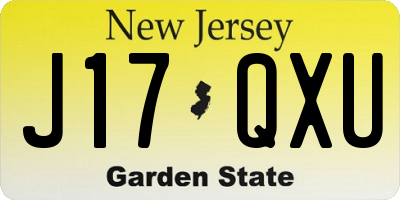 NJ license plate J17QXU