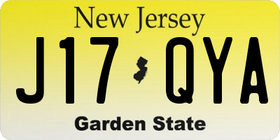 NJ license plate J17QYA
