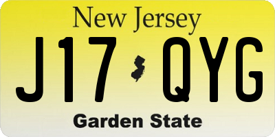 NJ license plate J17QYG