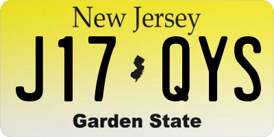 NJ license plate J17QYS