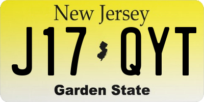 NJ license plate J17QYT