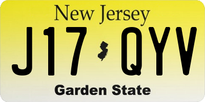 NJ license plate J17QYV