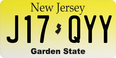NJ license plate J17QYY