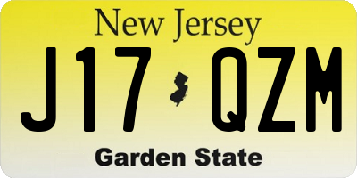 NJ license plate J17QZM