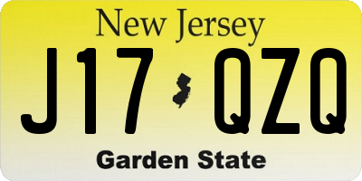 NJ license plate J17QZQ