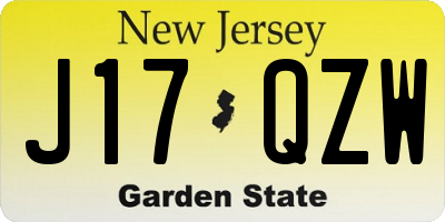 NJ license plate J17QZW