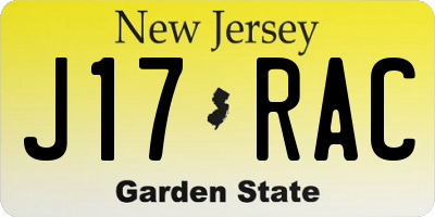 NJ license plate J17RAC