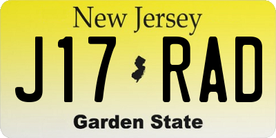 NJ license plate J17RAD