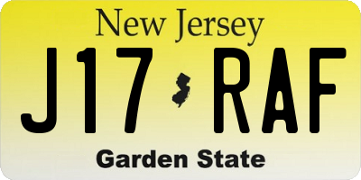 NJ license plate J17RAF