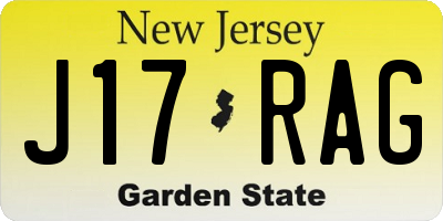 NJ license plate J17RAG