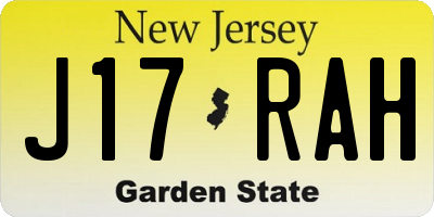 NJ license plate J17RAH