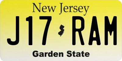 NJ license plate J17RAM