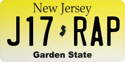 NJ license plate J17RAP