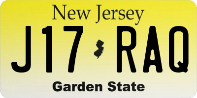 NJ license plate J17RAQ