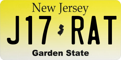 NJ license plate J17RAT
