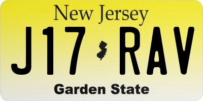 NJ license plate J17RAV