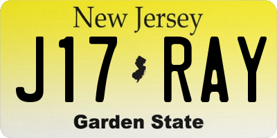 NJ license plate J17RAY