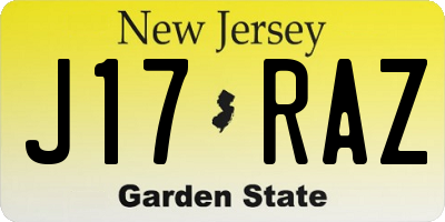 NJ license plate J17RAZ