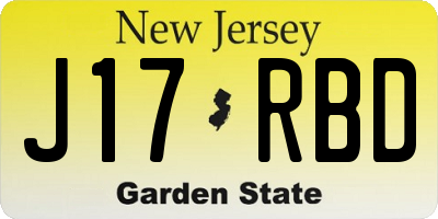 NJ license plate J17RBD