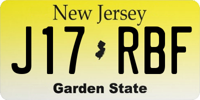 NJ license plate J17RBF