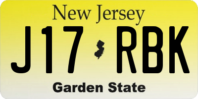 NJ license plate J17RBK
