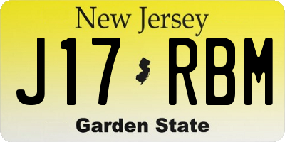 NJ license plate J17RBM
