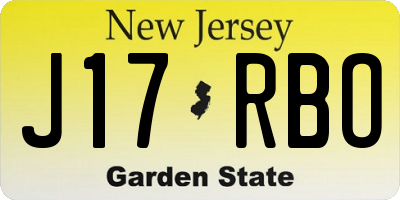 NJ license plate J17RBO