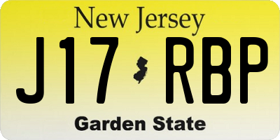 NJ license plate J17RBP