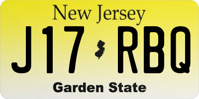 NJ license plate J17RBQ