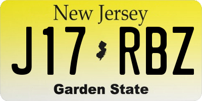 NJ license plate J17RBZ