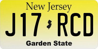 NJ license plate J17RCD