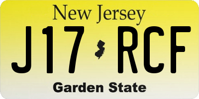 NJ license plate J17RCF