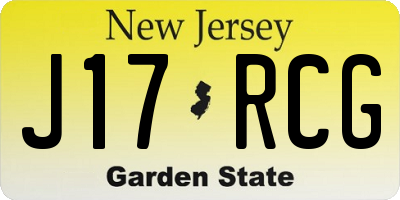 NJ license plate J17RCG