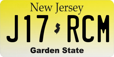 NJ license plate J17RCM