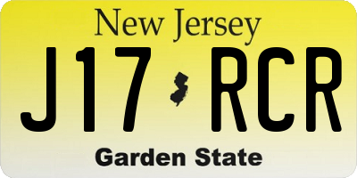 NJ license plate J17RCR
