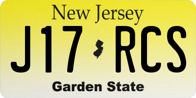 NJ license plate J17RCS