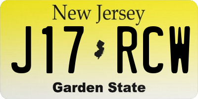 NJ license plate J17RCW