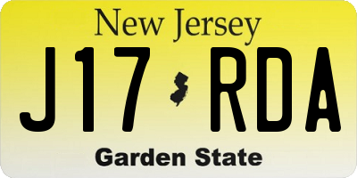 NJ license plate J17RDA