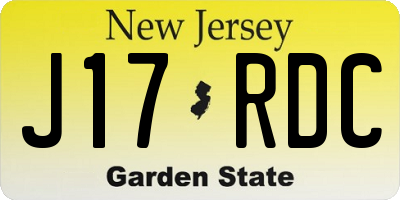 NJ license plate J17RDC