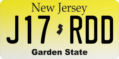 NJ license plate J17RDD
