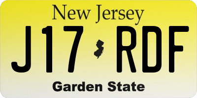 NJ license plate J17RDF