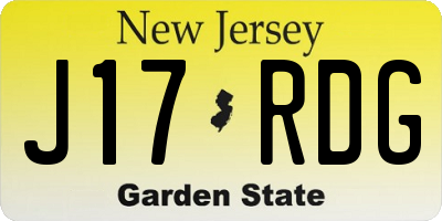 NJ license plate J17RDG