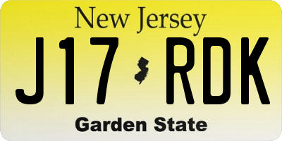 NJ license plate J17RDK
