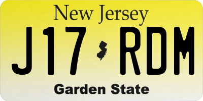 NJ license plate J17RDM
