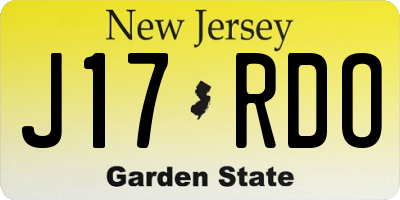 NJ license plate J17RDO