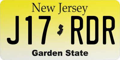 NJ license plate J17RDR