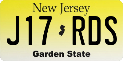 NJ license plate J17RDS