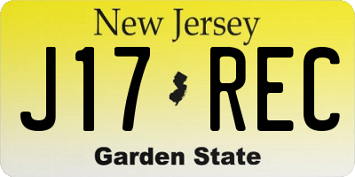 NJ license plate J17REC