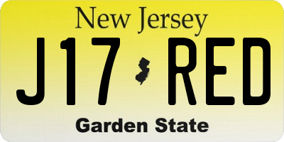 NJ license plate J17RED